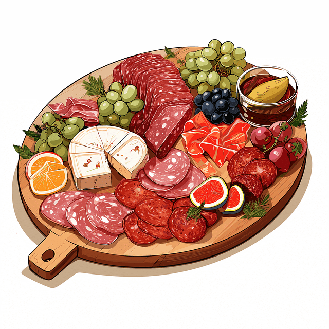 Illustration d'une planche de charcuterie