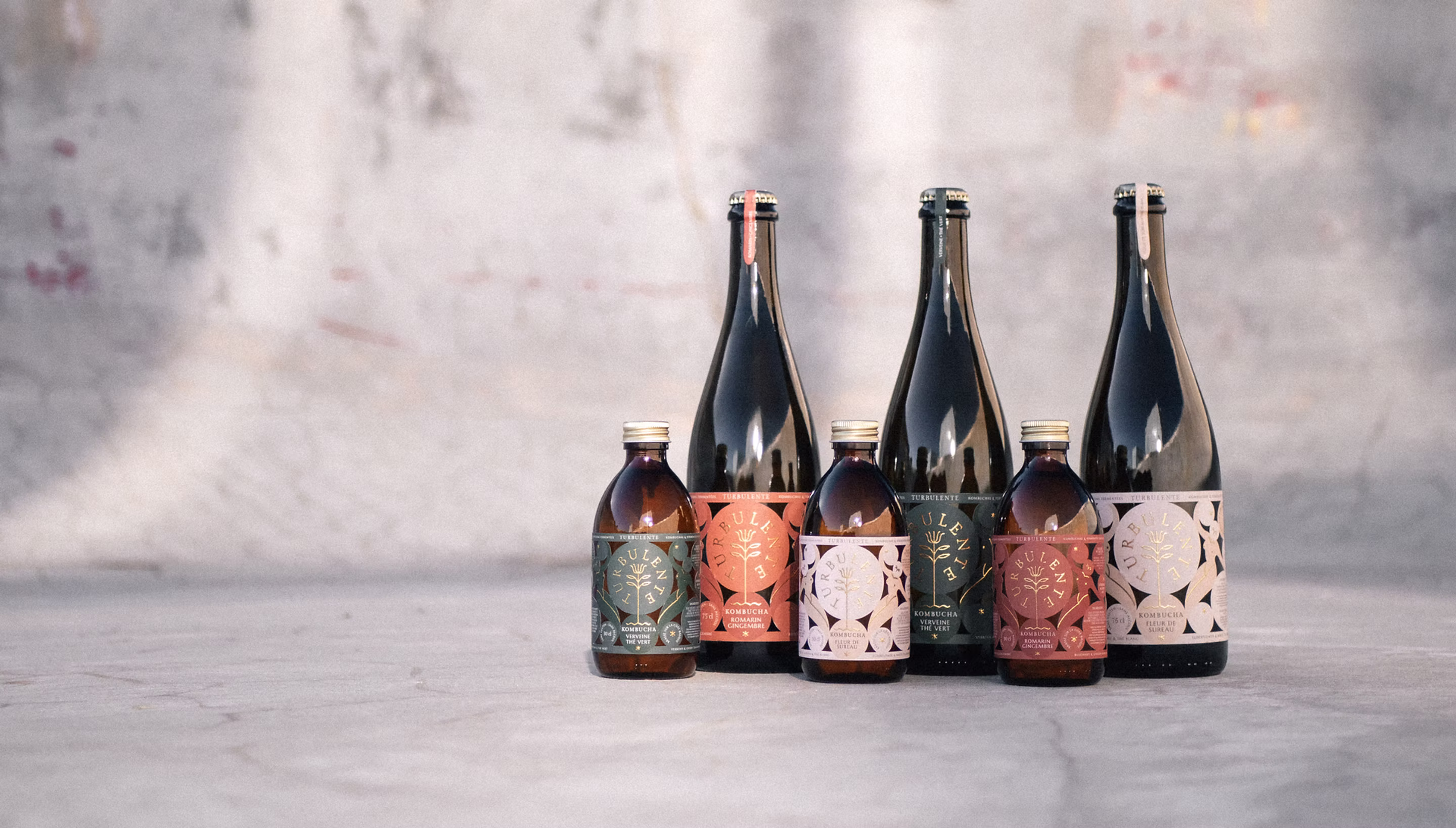 Bouteilles petit et grand format Kombucha Turbulente