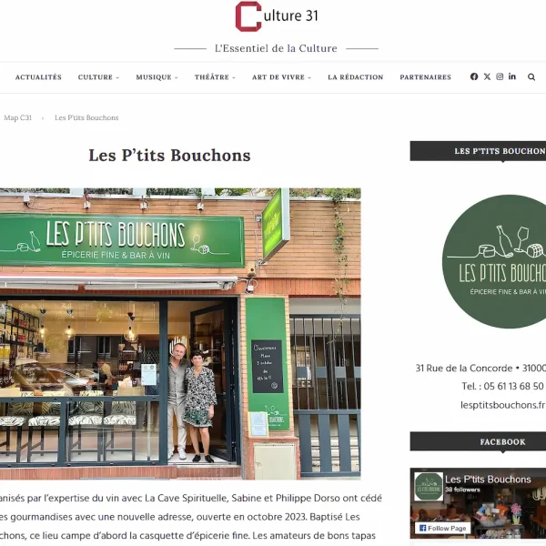 Article de journal Culture 31 sur les P'tits Bouchons