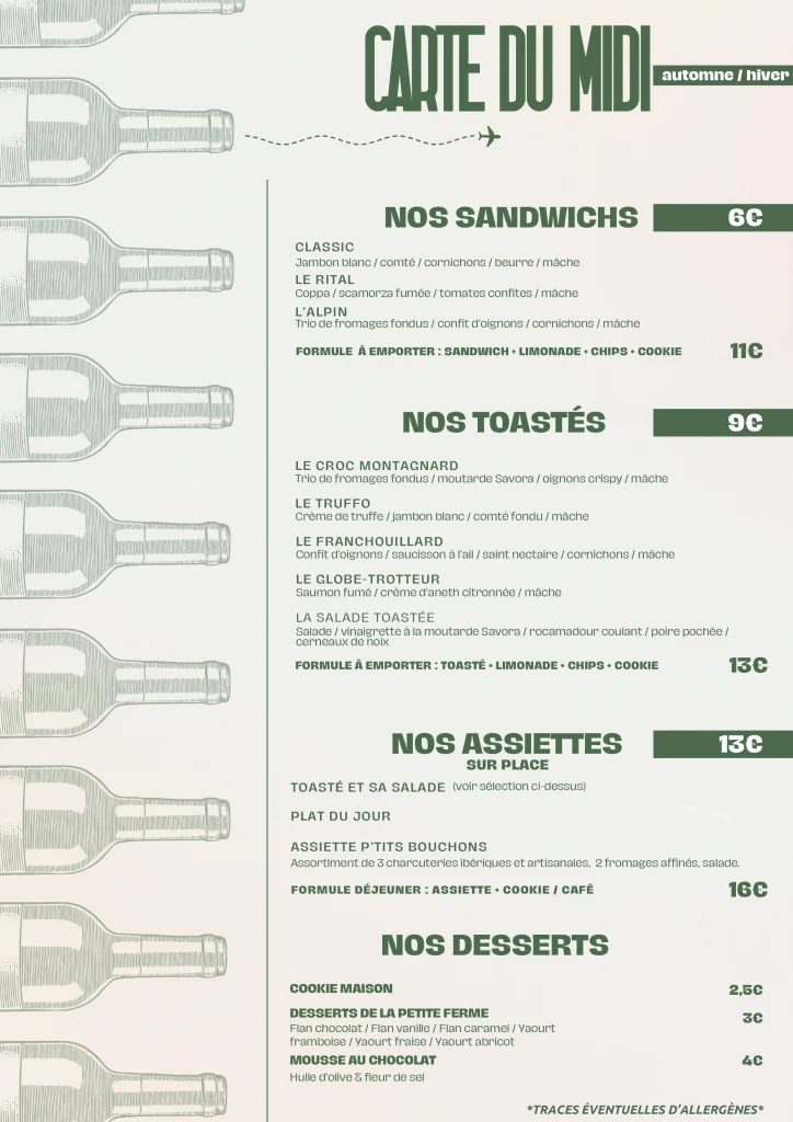 Carte des P'tits Bouchons automne/hiver