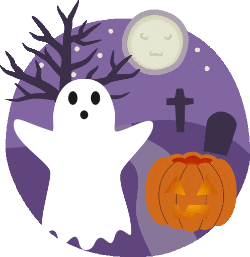 Animation d'un fantôme et d'une citrouille d'Halloween