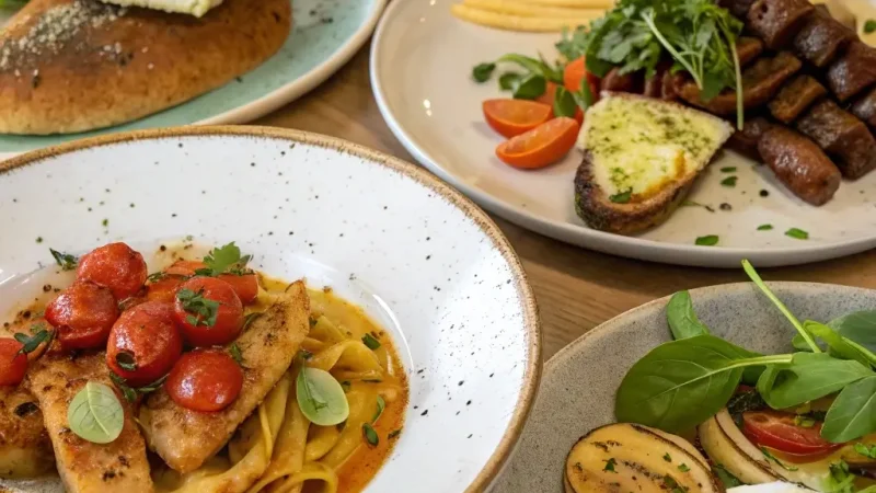 Divers plats posées sur une table