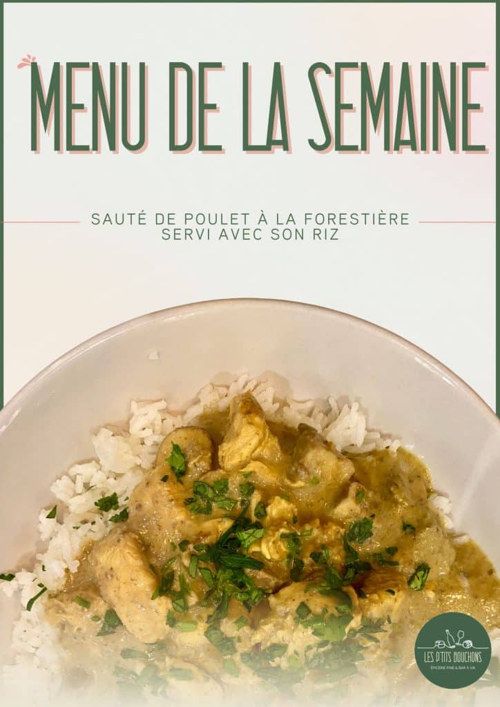 Menu de la semaine du 9 février 2026 au P'tit Resto - sauté de poulet servi avec son riz